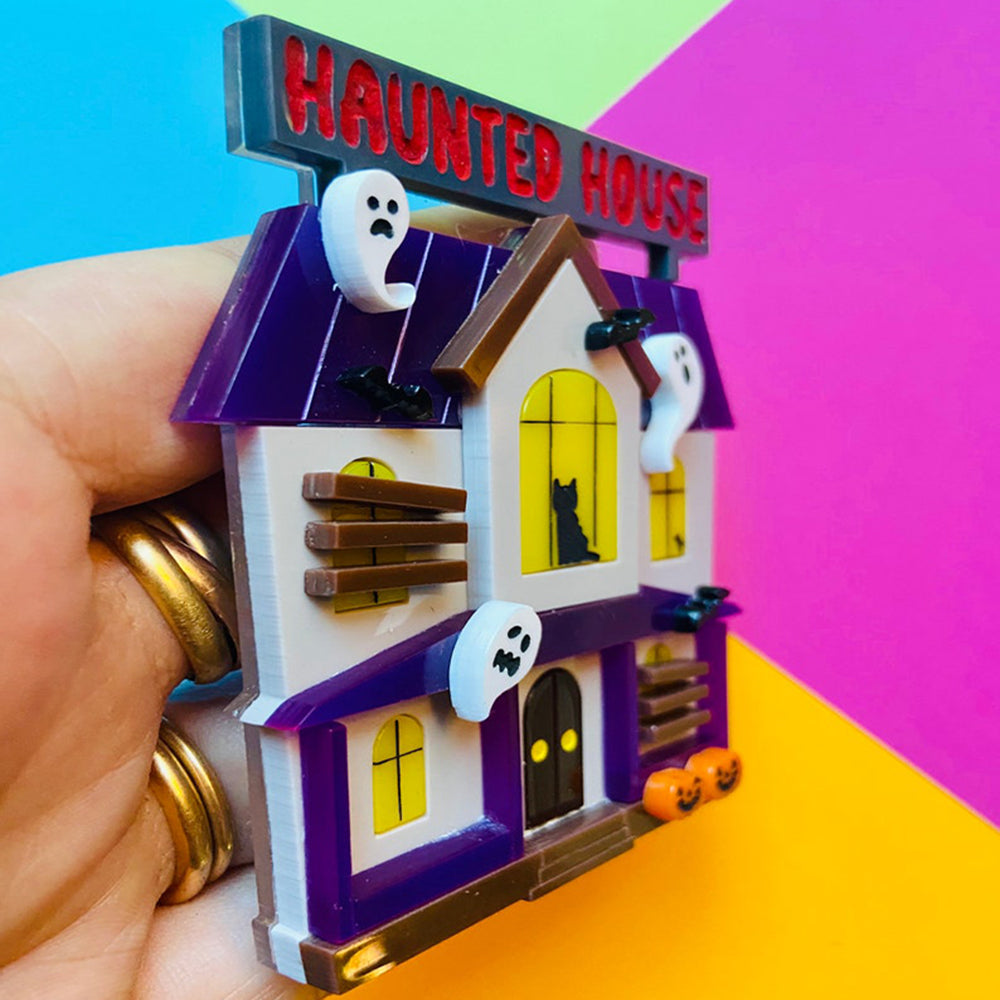 Halloween 2022 - Creepy Funfair Collection - Haunted House Acrylic Brooch by Makokot Design