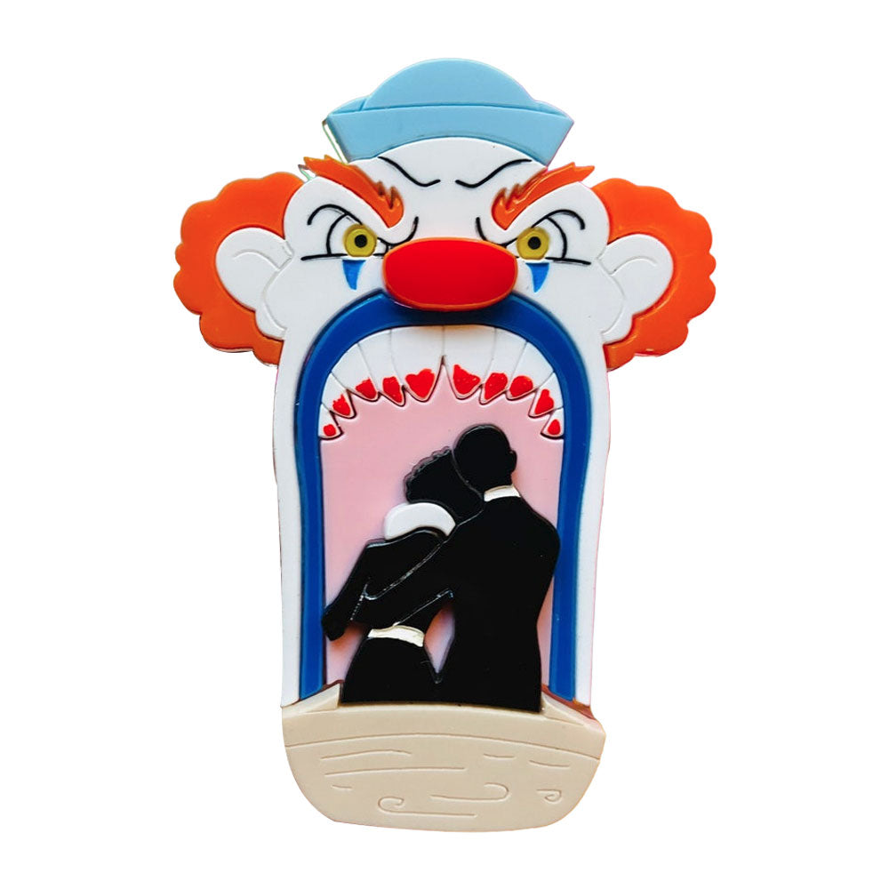 Halloween 2022 - Creepy Funfair Collection - Scary Clown Tunnel Acrylic Brooch by Makokot Design