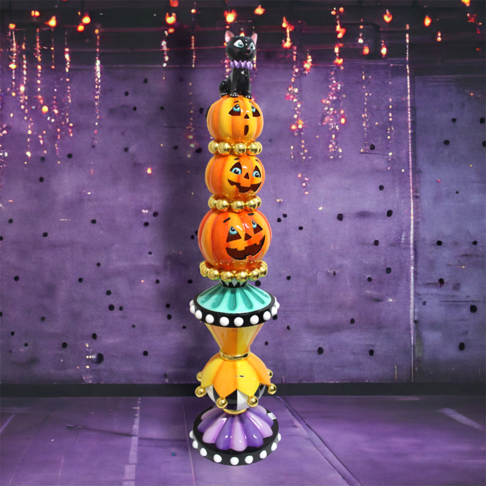 Halloween Carnival Pumpkin Topiary Stack with LED by December Diamonds