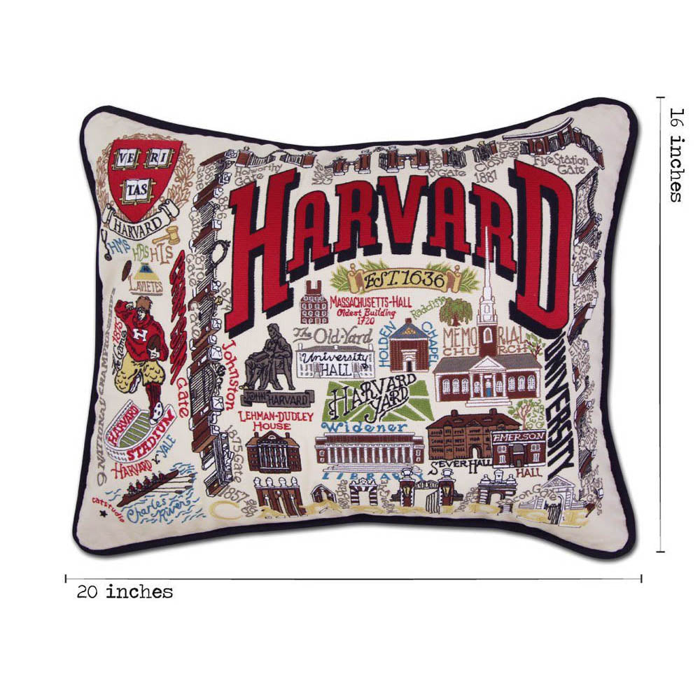 Harvard University Collegiate Embroidered Pillow by CatStudio