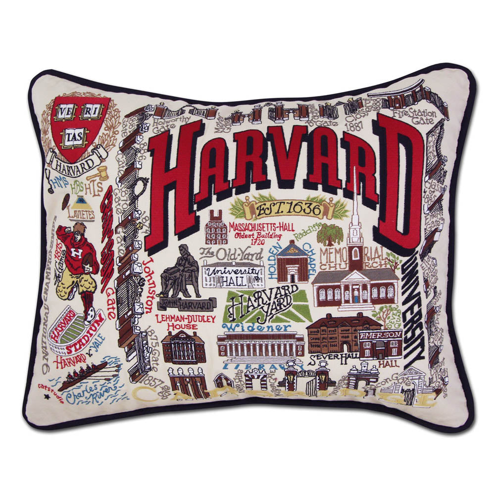 Harvard University Collegiate Embroidered Pillow by CatStudio