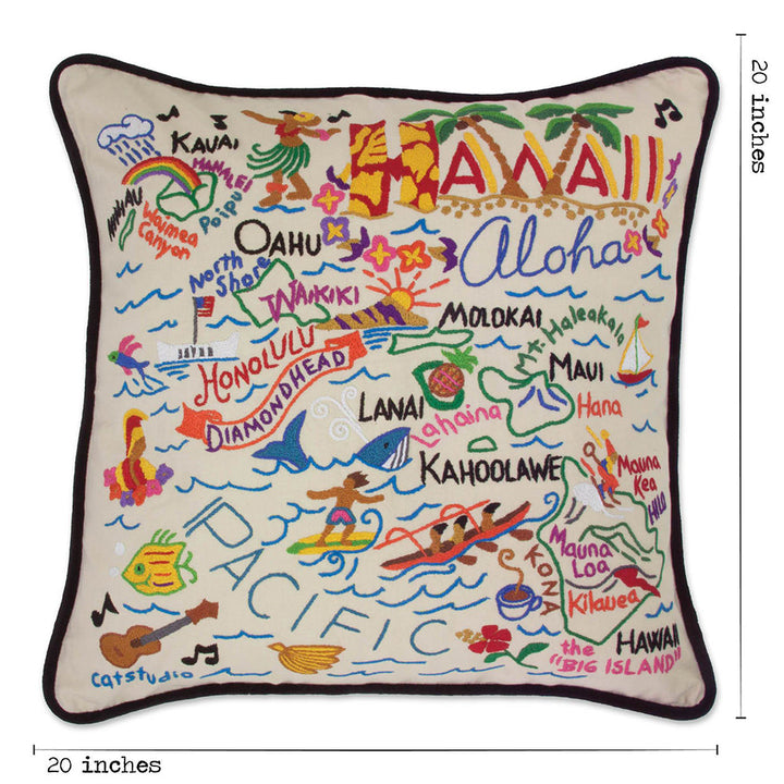 Hawaii Hand-Embroidered Pillow
