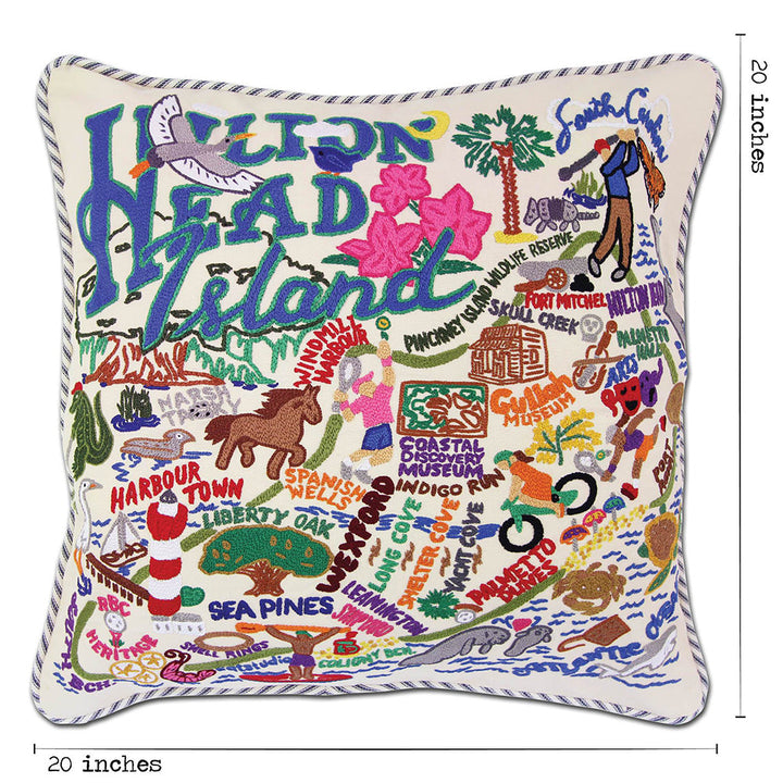 Hilton Head Hand-Embroidered Pillow