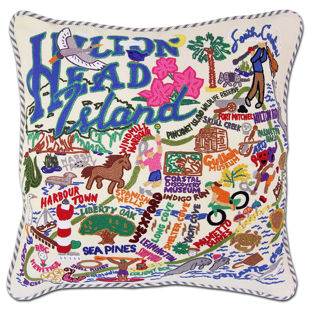 Hilton Head Hand-Embroidered Pillow