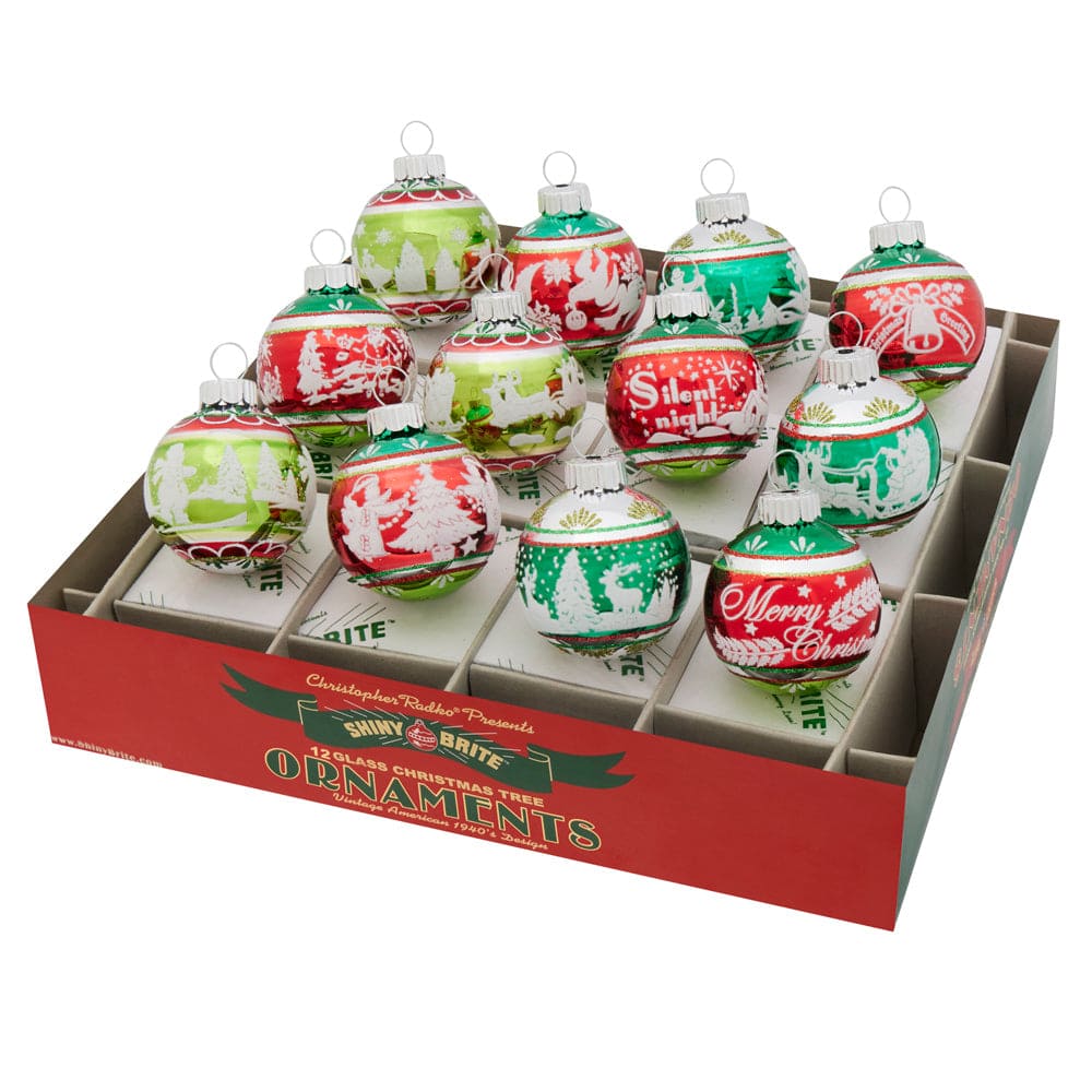 Holiday Splendor 12 Count 1.75" Signature Flocked Rounds by Shiny Brite