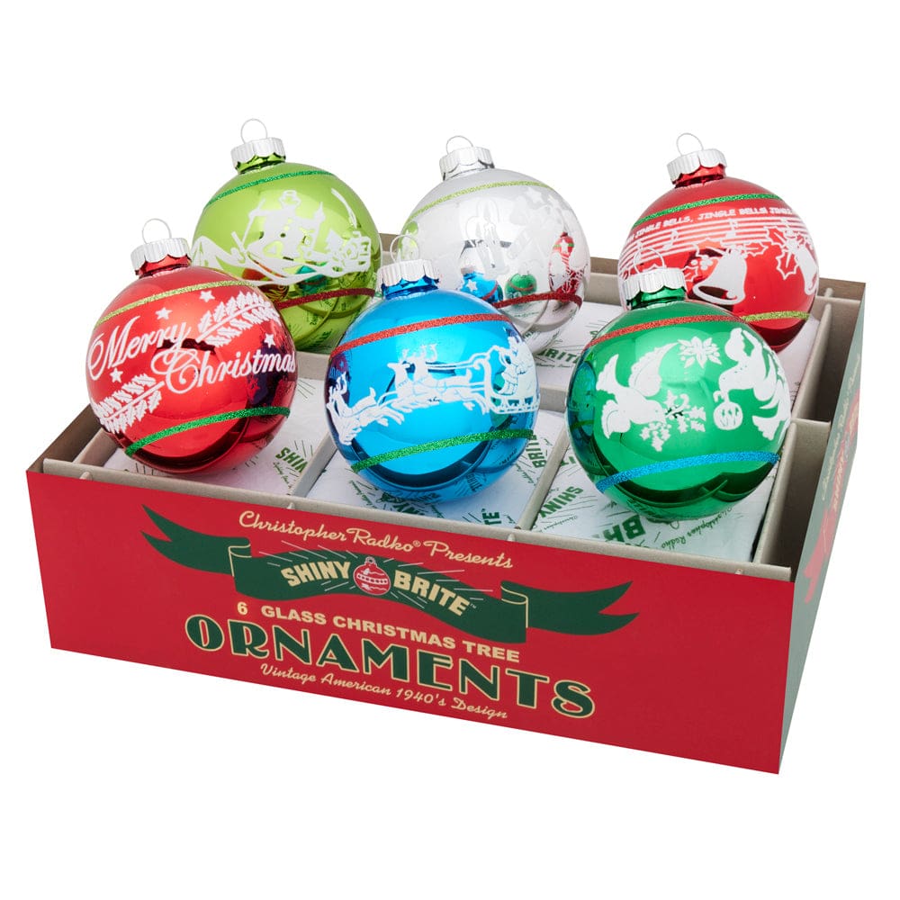 Holiday Splendor 6 Count 3.25" Signature Flocked Rounds by Shiny Brite