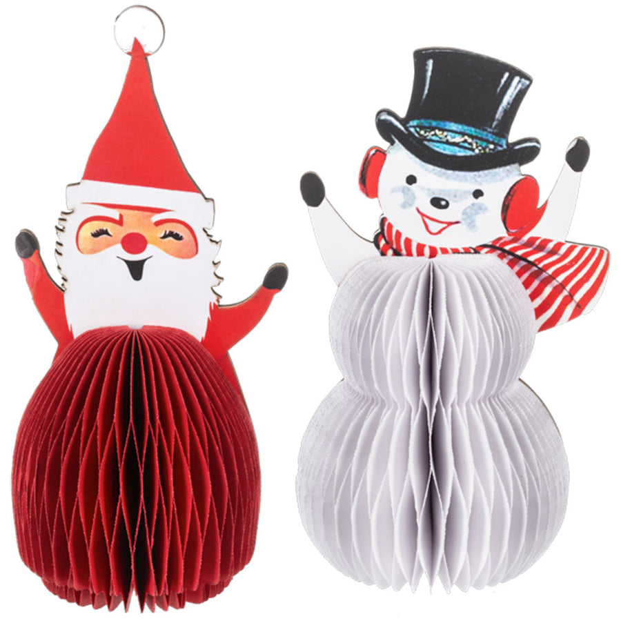 Honeycomb Santa & Snowman Figurines (2 pc. ppk.) by Ganz image