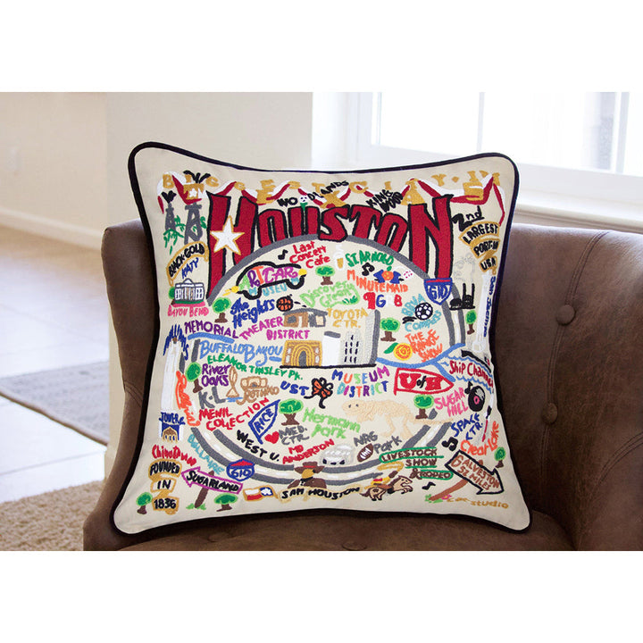 Houston Hand-Embroidered Pillow