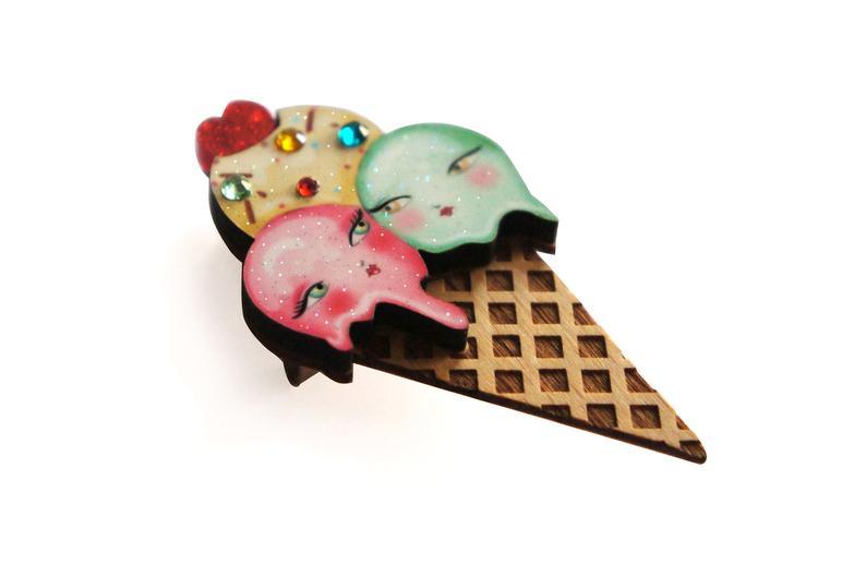 Ice Cream Cone Brooch by Laliblue - Quirks!