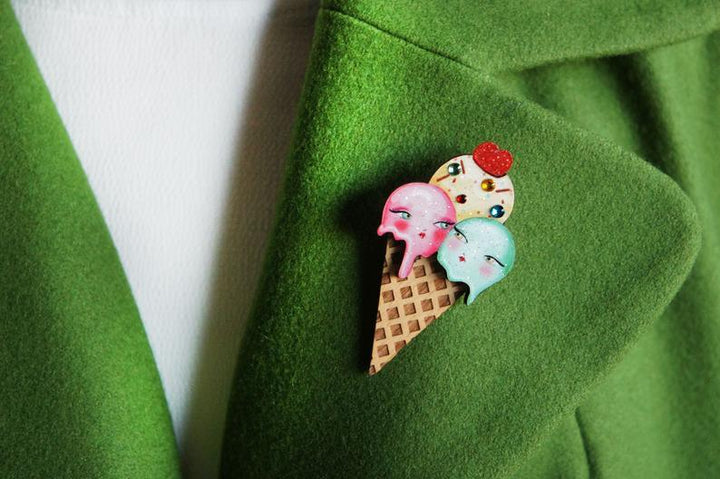 Ice Cream Cone Brooch by Laliblue - Quirks!