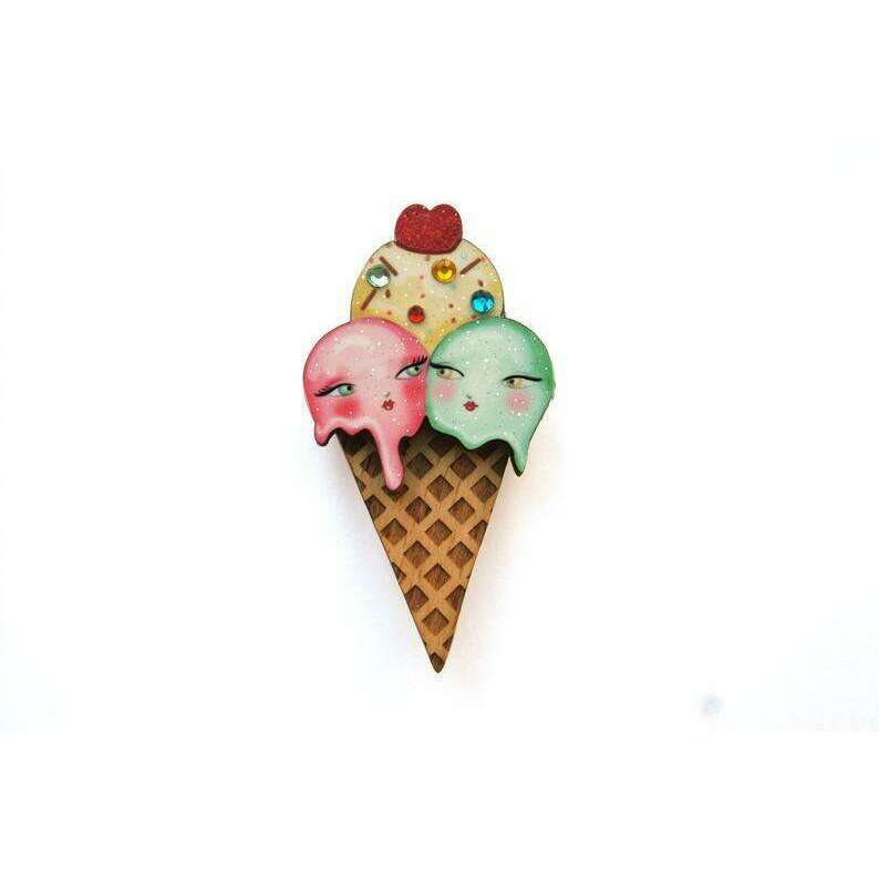 Ice Cream Cone Brooch by Laliblue - Quirks!