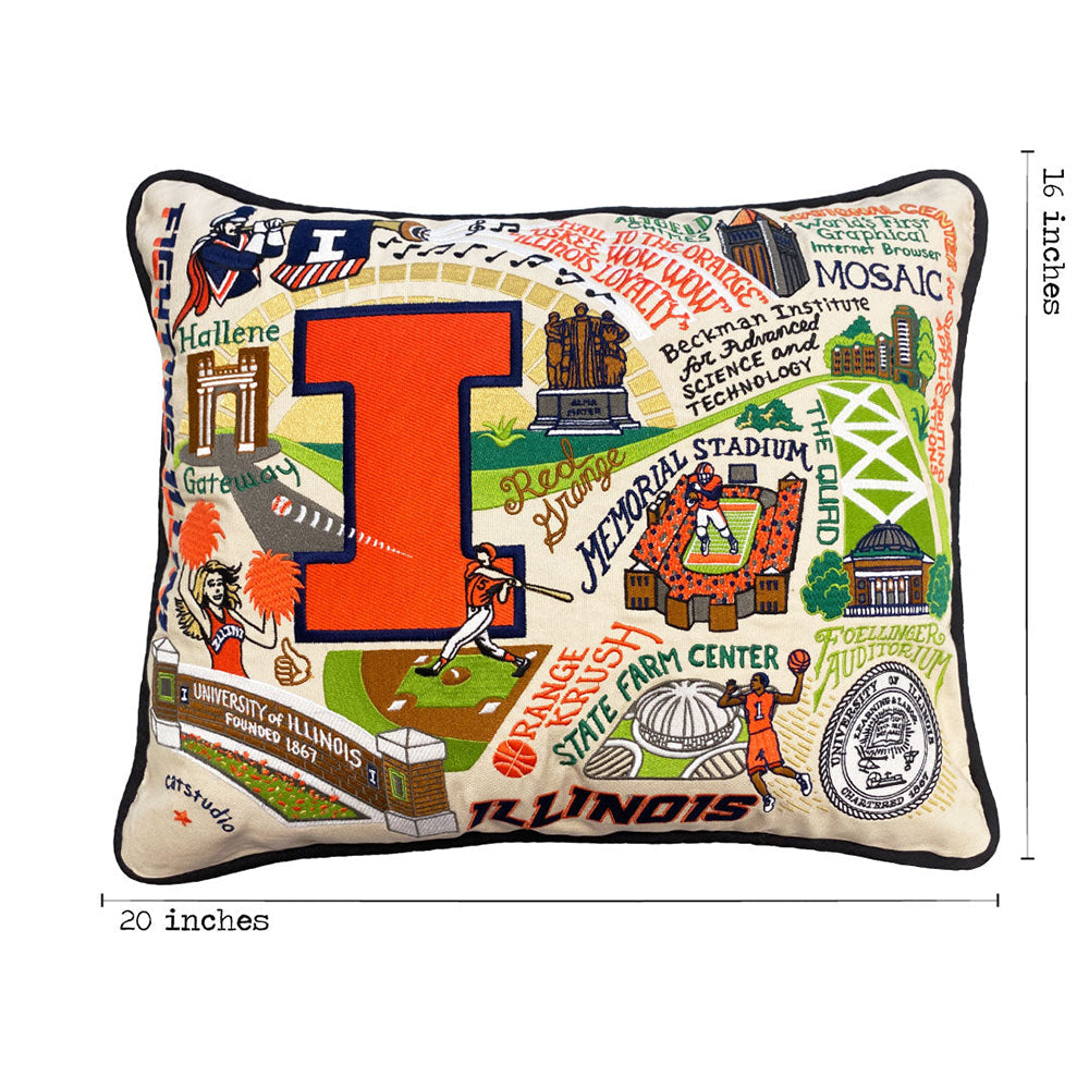 Illinois, University of Collegiate Hand-Embroidered Pillow