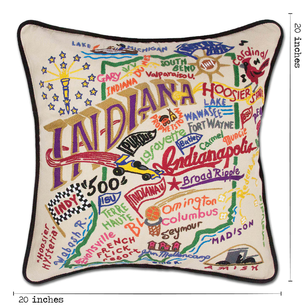 Indiana Hand-Embroidered Pillow