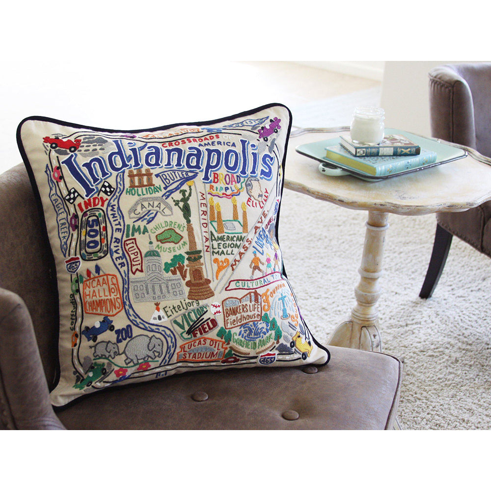 Indianapolis Hand-Embroidered Pillow