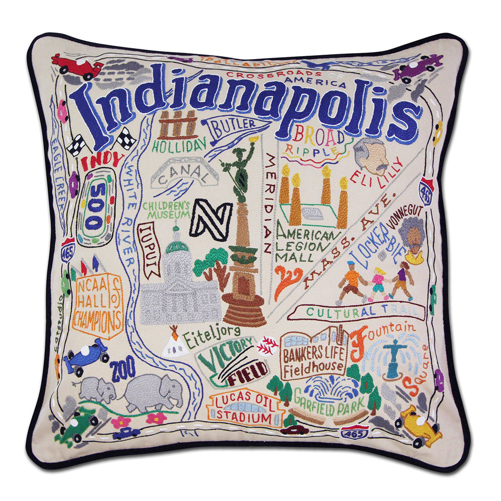 Indianapolis Hand-Embroidered Pillow