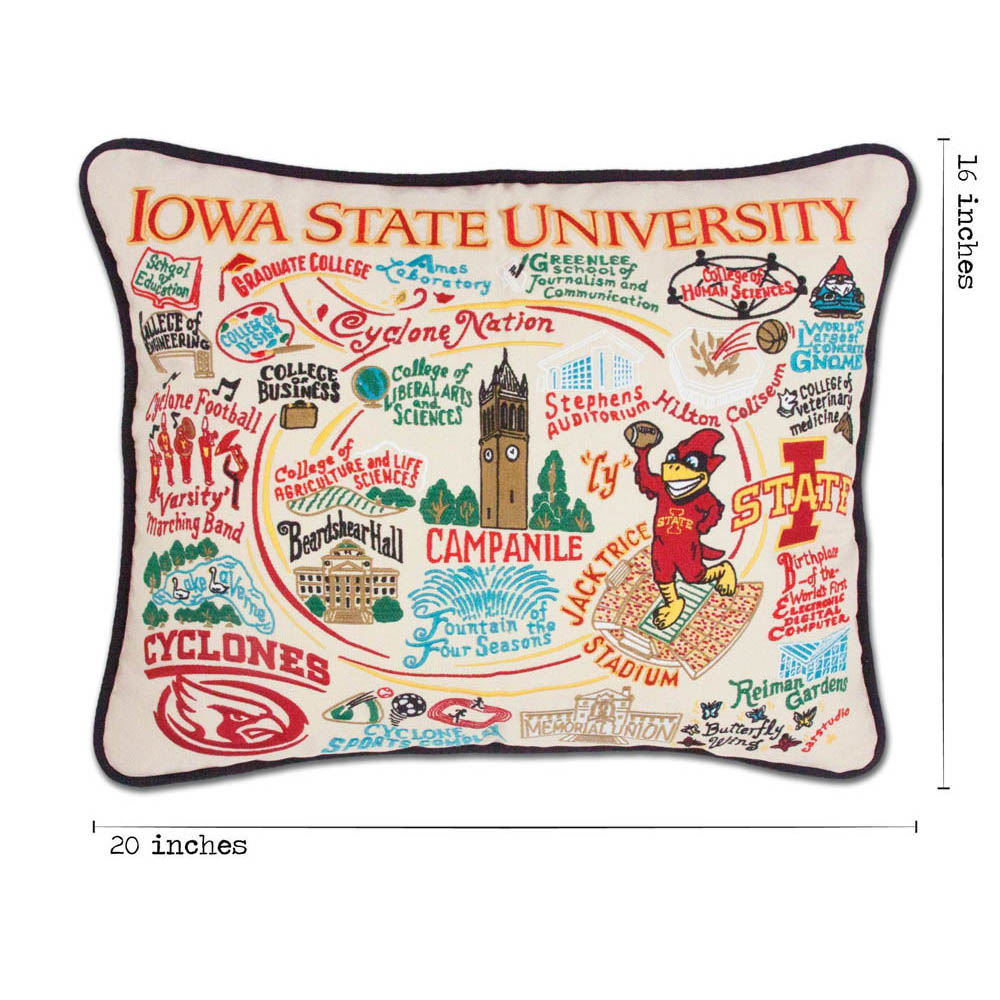 Iowa State University Collegiate Embroidered Pillow by CatStudio
