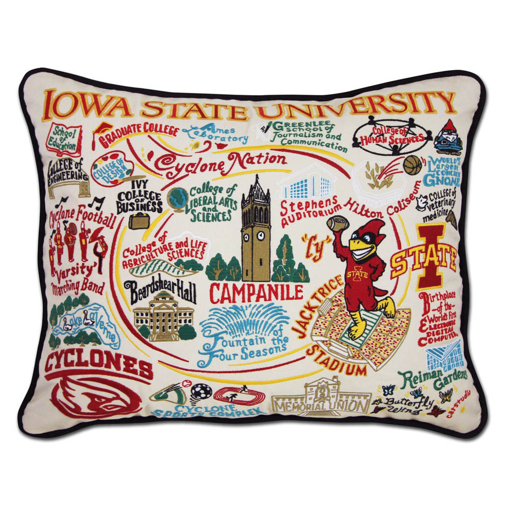 Iowa State University Collegiate Embroidered Pillow by CatStudio