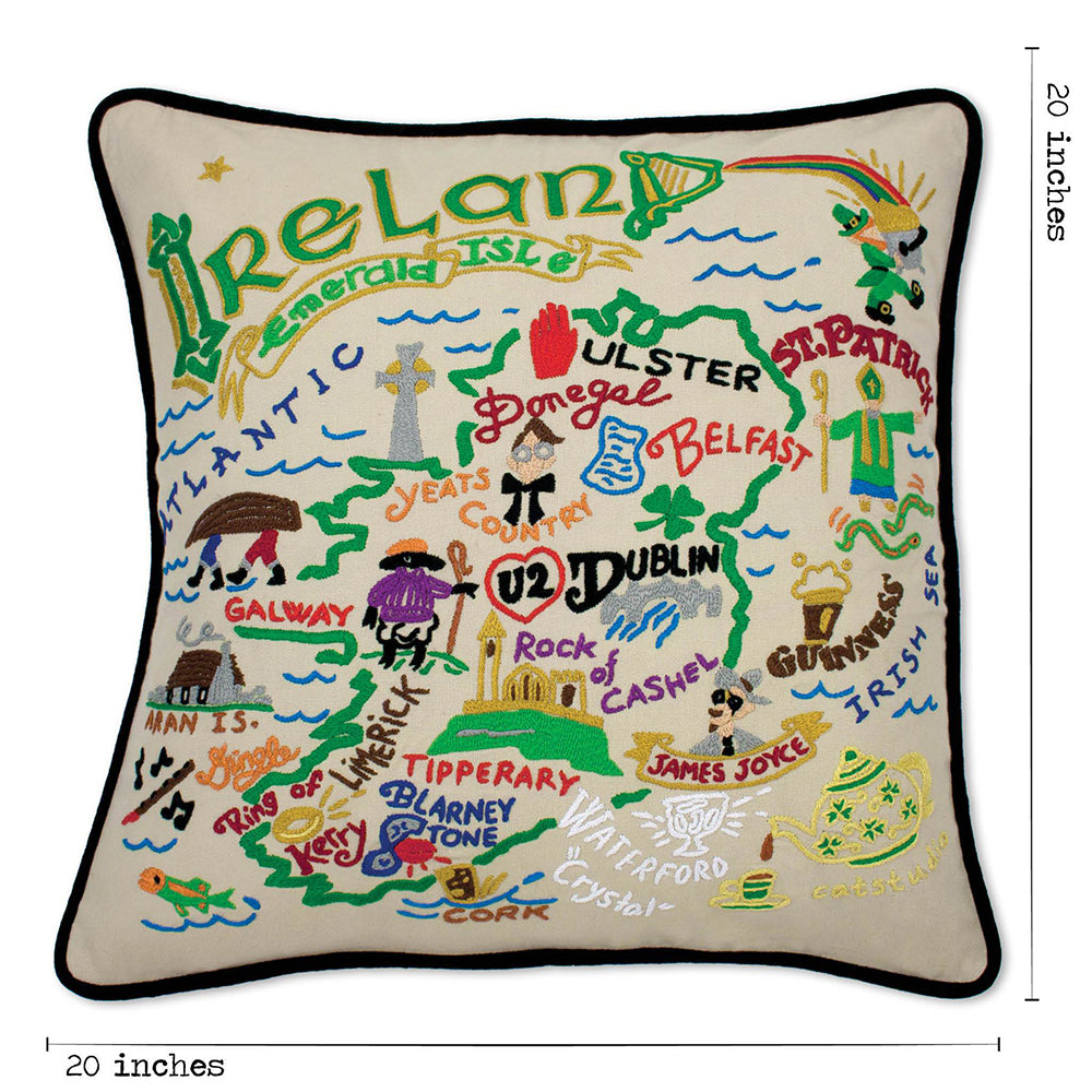Ireland Hand-Embroidered Pillow