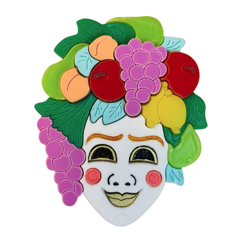 Italian Tradition Collection - Venetian Mask - Bacchus Acrylic Brooch by Makokot Design