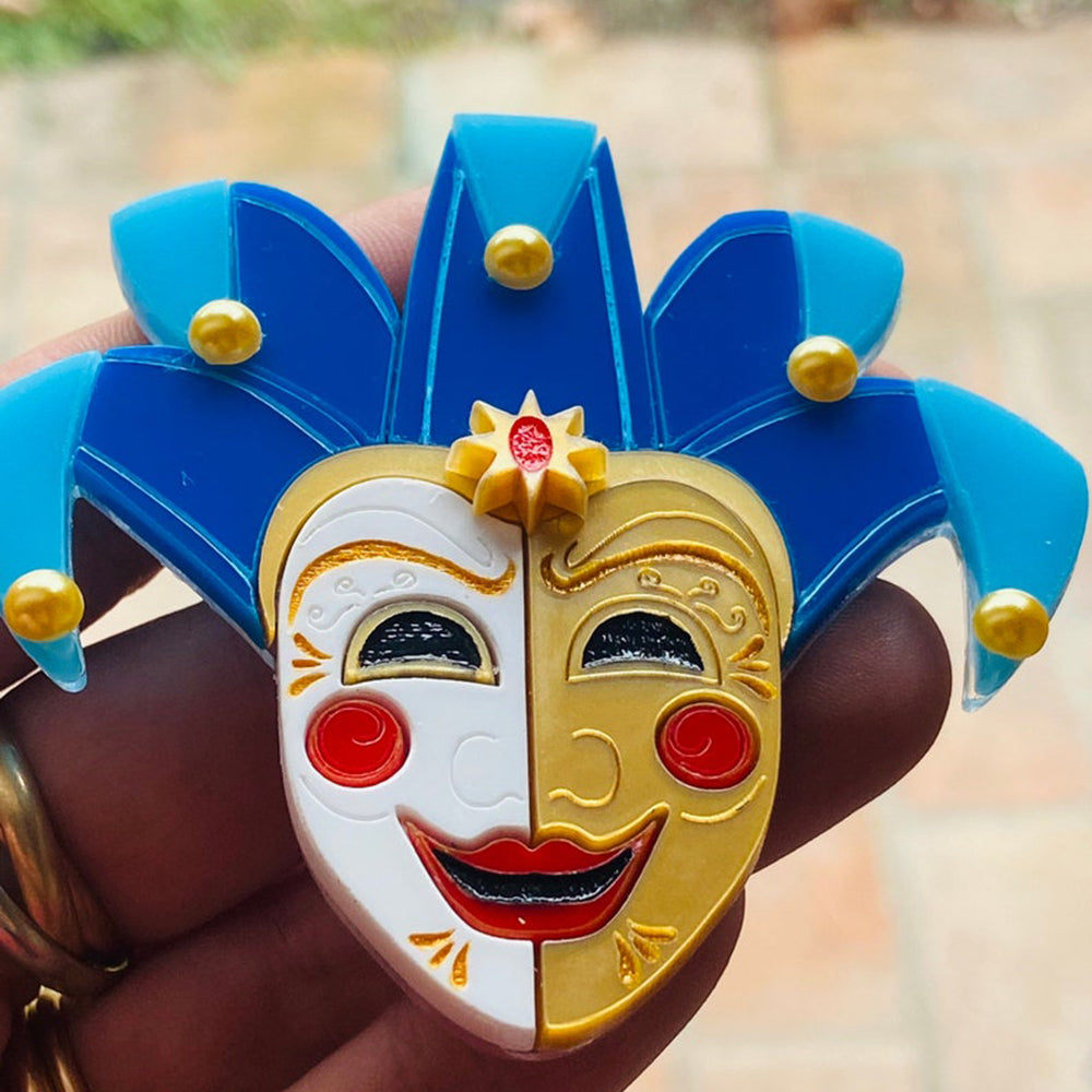 Italian Tradition Collection - Venetian Mask - Jester Acrylic Brooch by Makokot Design