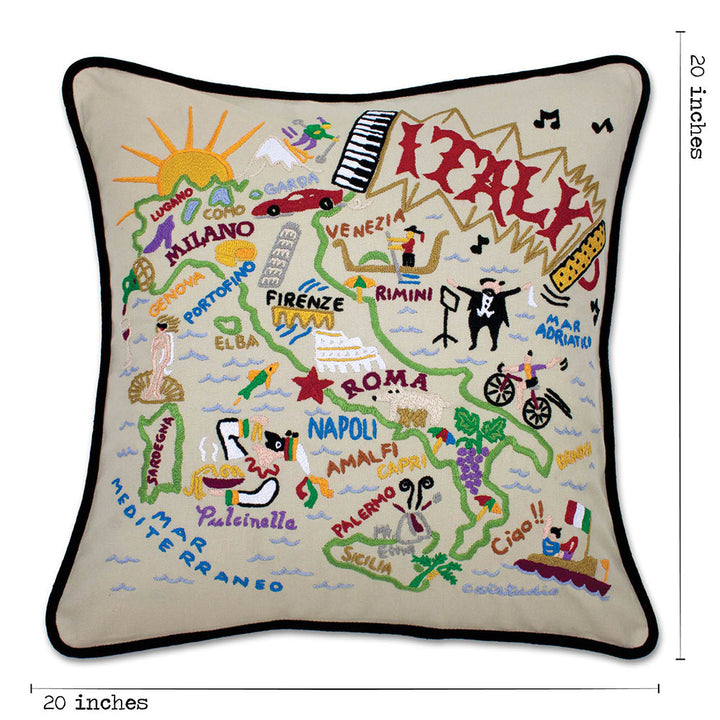 Italy Hand-Embroidered Pillow