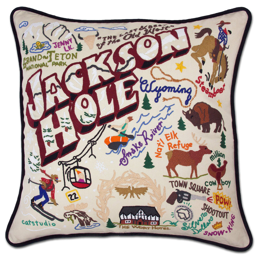 Jackson Hole Hand-Embroidered Pillow