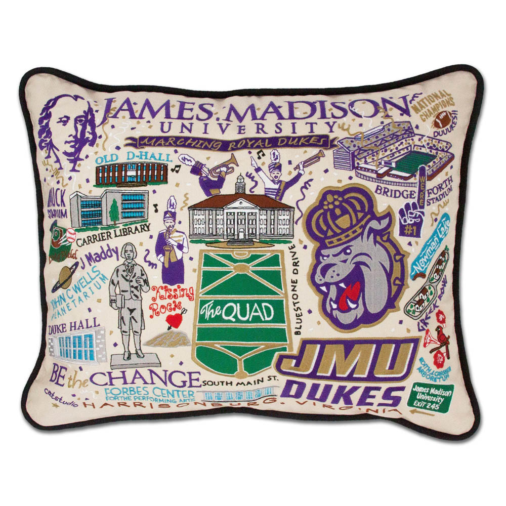 James Madison University Collegiate Embroidered Pillow by CatStudio