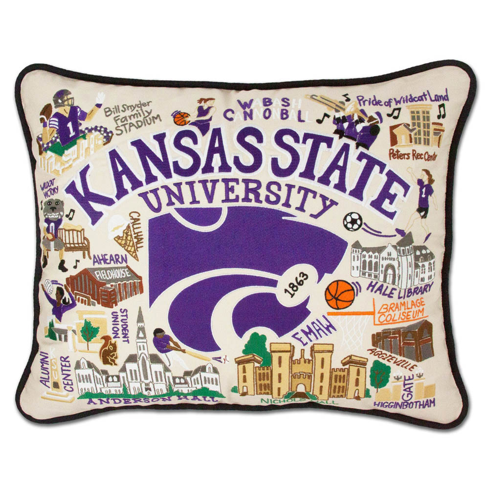 Kansas State University Collegiate Embroidered Pillow by CatStudio