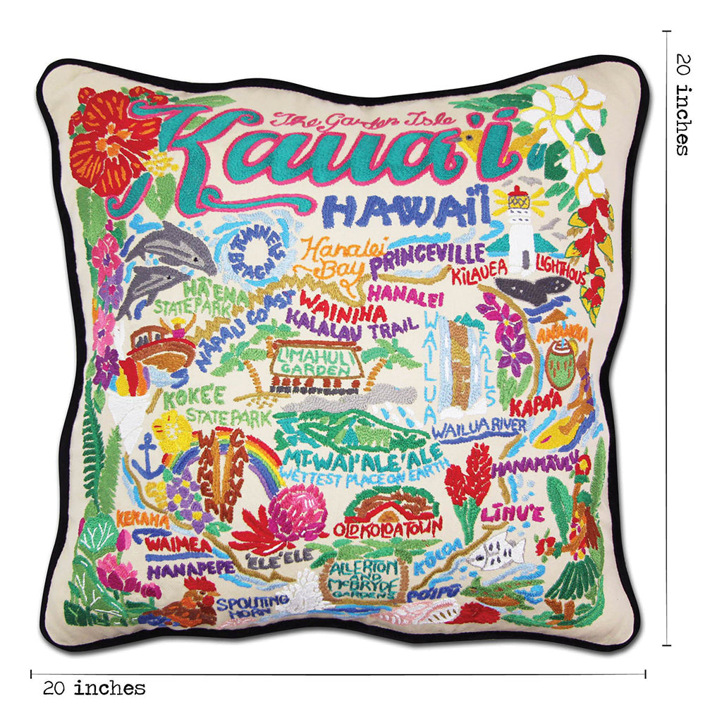 Kauai Hand-Embroidered Pillow