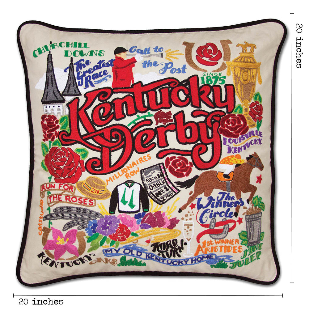 Kentucky Derby Hand-Embroidered Pillow