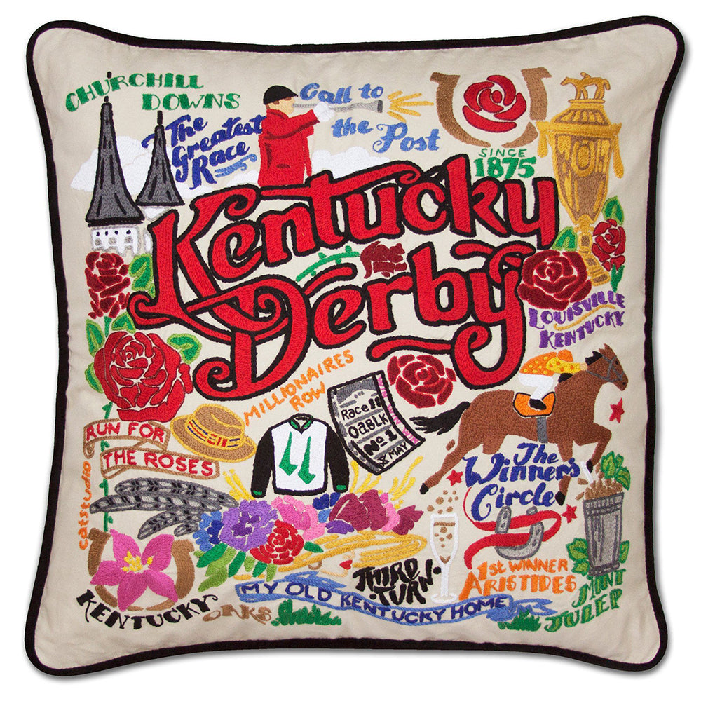 Kentucky Derby Hand-Embroidered Pillow