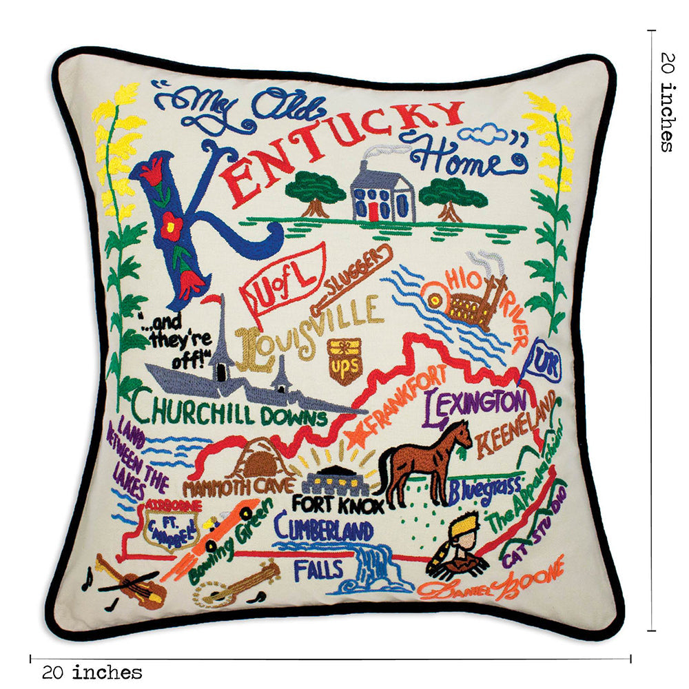Kentucky Hand-Embroidered Pillow