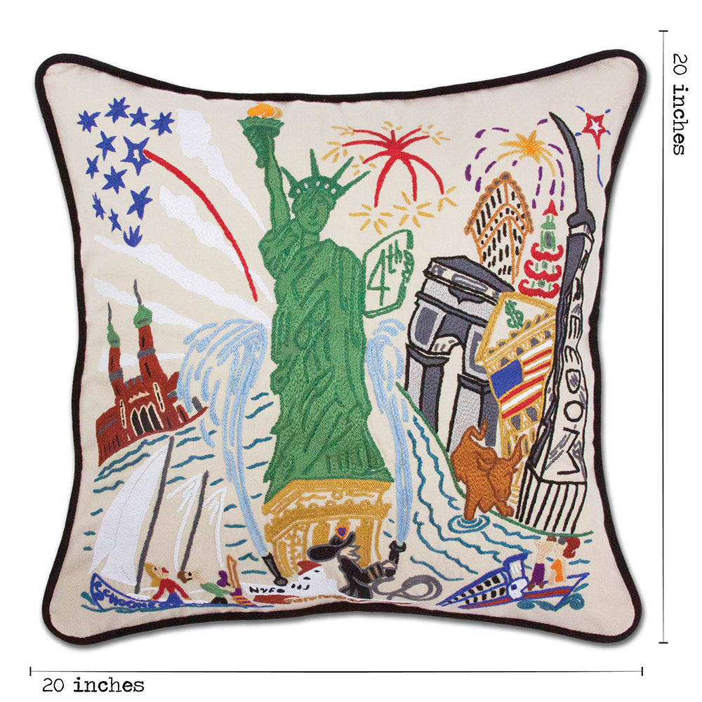 Lady Liberty Hand-Embroidered Pillow