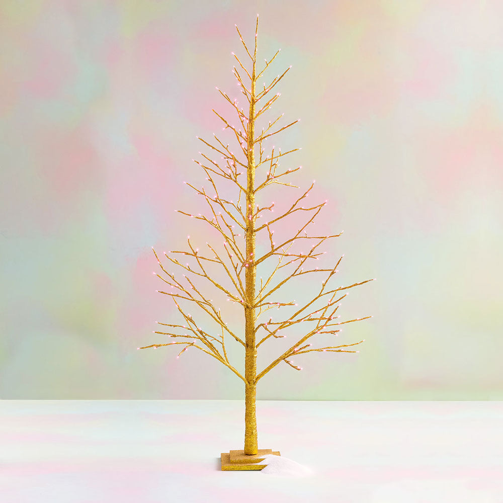 Large Gold Tree with Pink Lights by GlitterVille
