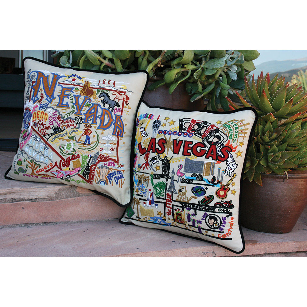 Las Vegas Hand-Embroidered Pillow