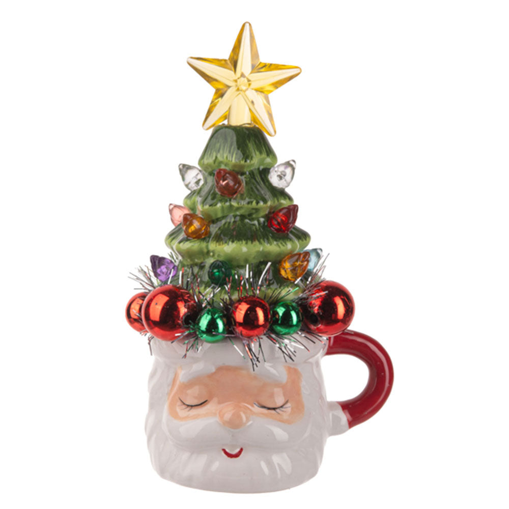 LED Light Up Santa Head in Mug w/Tree Figurine (12 pc. ppk.) by Ganz image 1