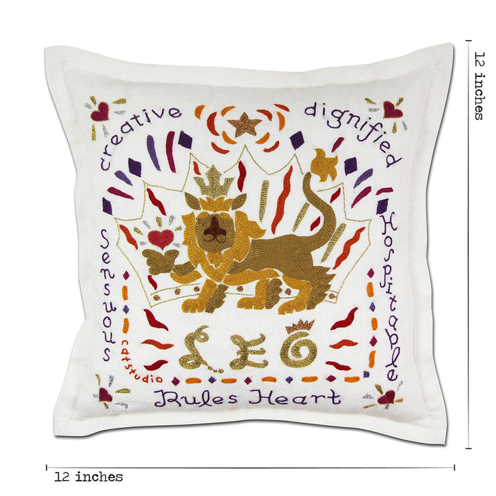 Leo Astrology Hand-Embroidered Pillow by Cat Studio