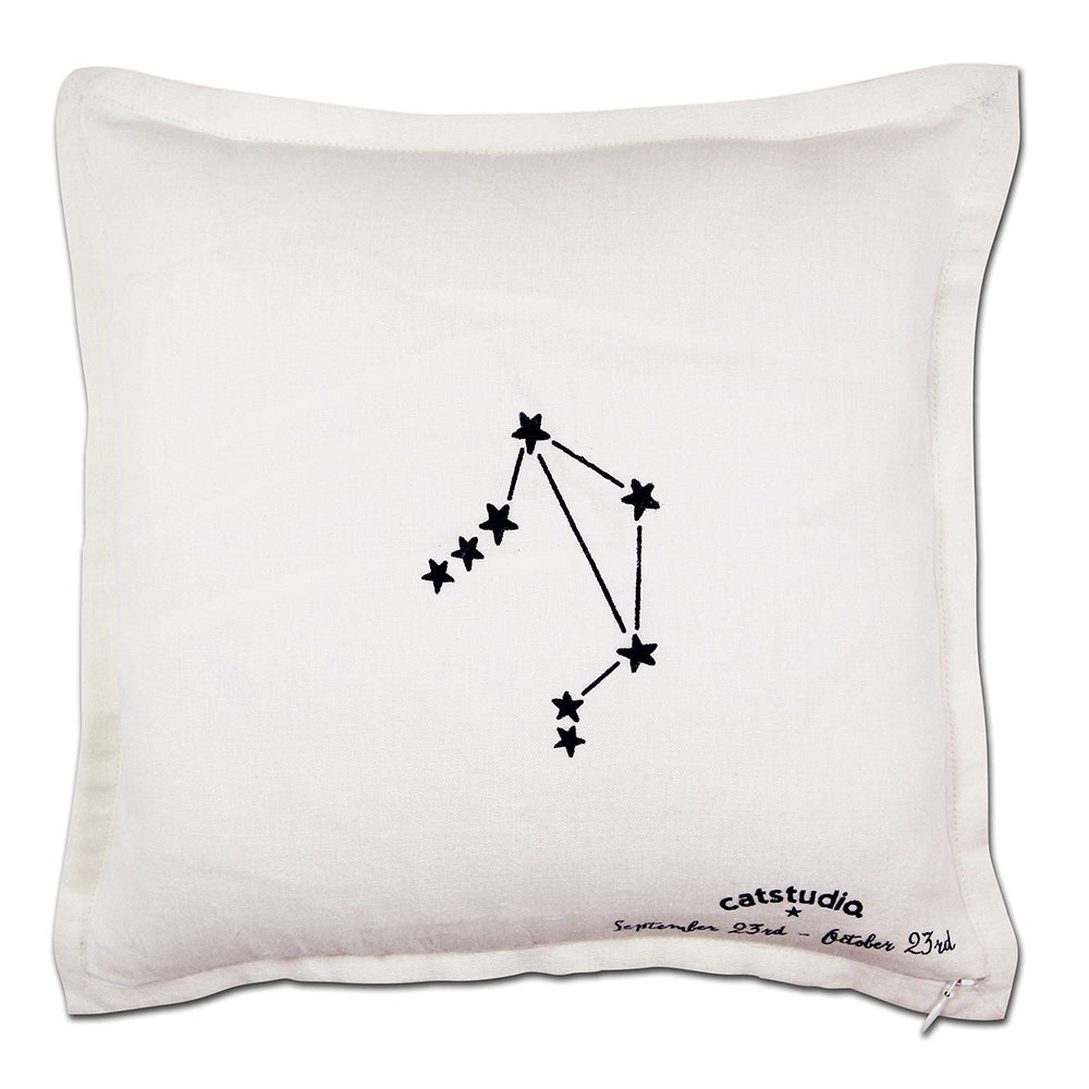 Libra Astrology Hand-Embroidered Pillow by Cat Studio