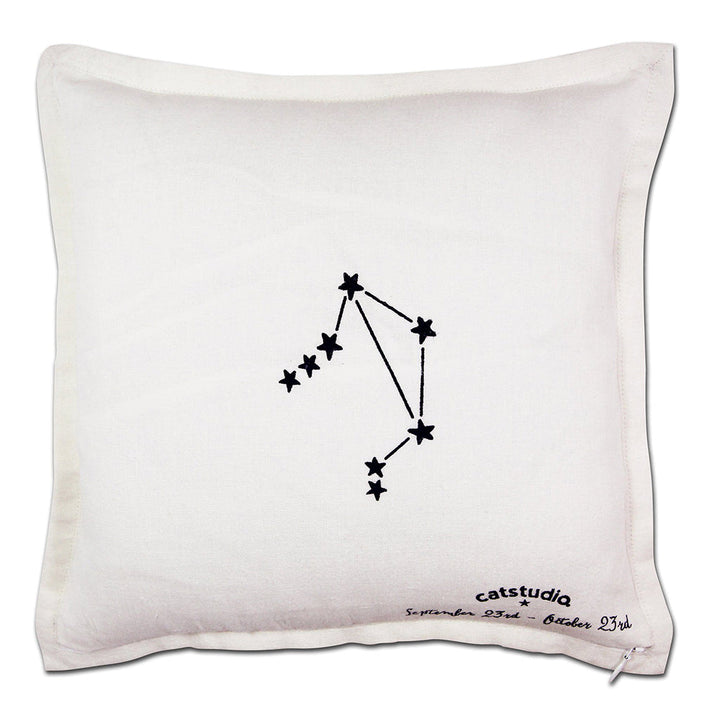 Libra Astrology Hand-Embroidered Pillow by Cat Studio