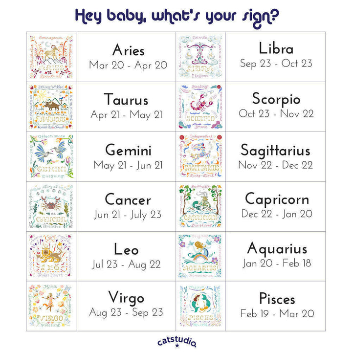 Libra Astrology Hand-Embroidered Pillow by Cat Studio