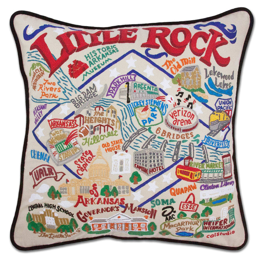 Little Rock Hand-Embroidered Pillow
