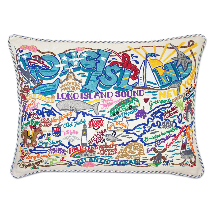 Long Island Hand-Embroidered Pillow
