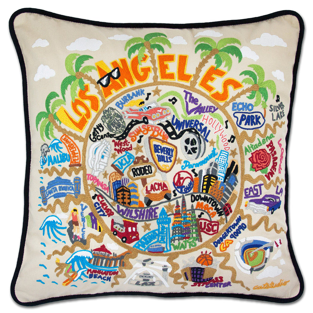 Los Angeles Hand-Embroidered Pillow