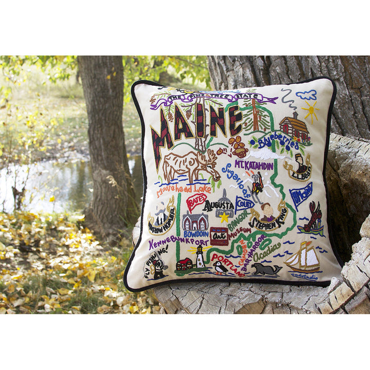 Maine Hand-Embroidered Pillow