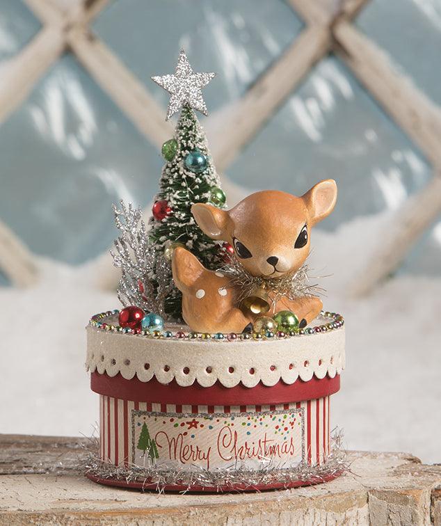 Merry And Bright Deer On Christmas Box by Bethany Lowe - Quirks!