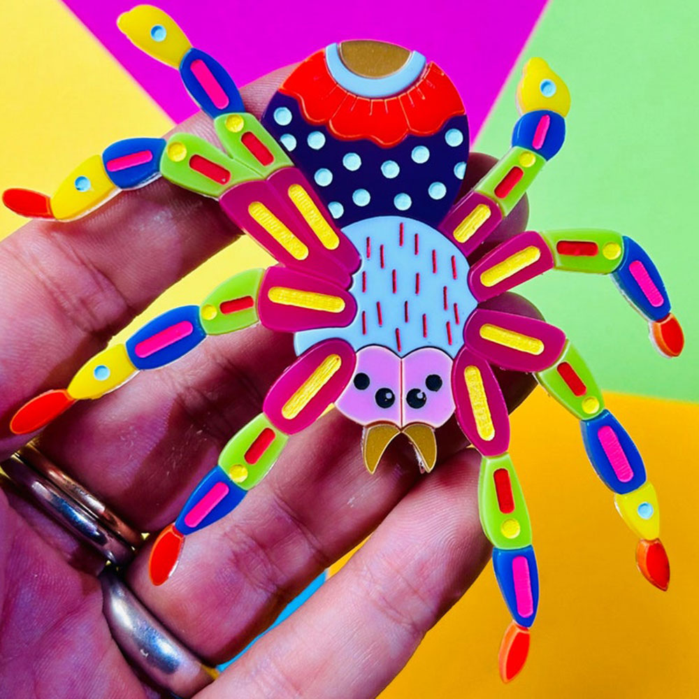 Mexican Folk Art Collection - Alebrije Spider Acrylic Brooch by Makokot Design