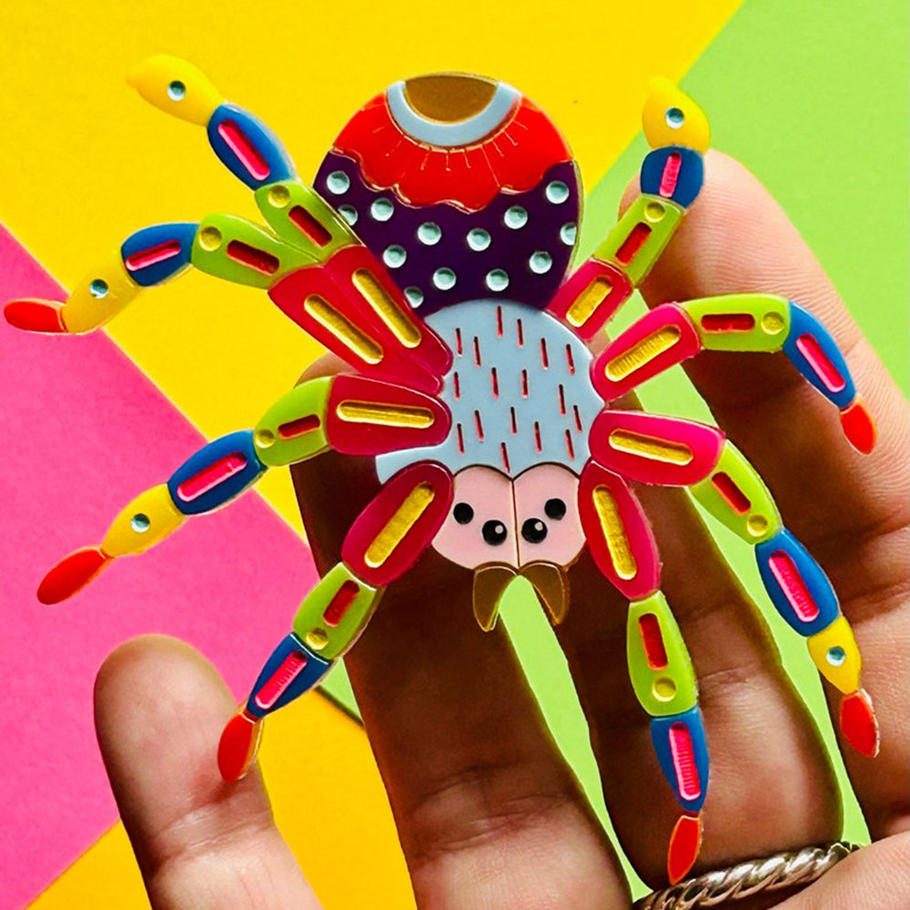 Mexican Folk Art Collection - Alebrije Spider Acrylic Brooch by Makokot Design