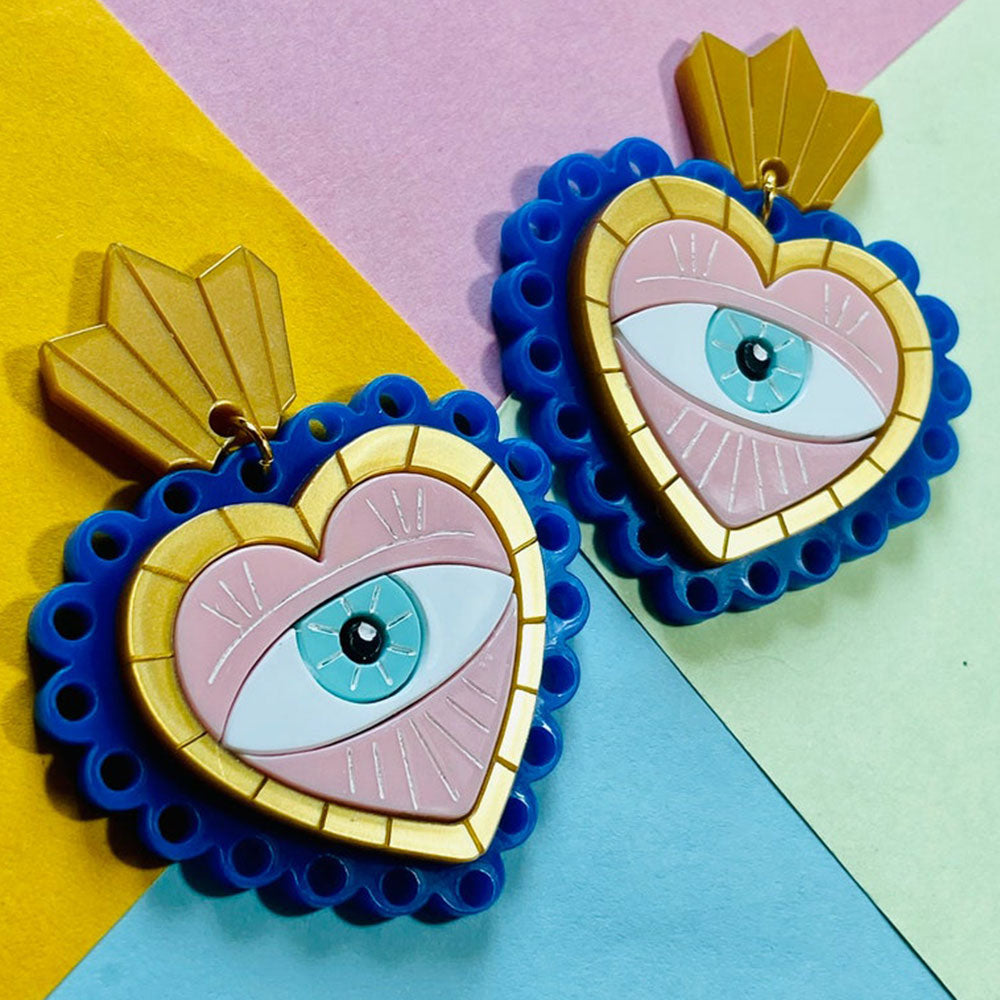Mexican Folk Art Collection - Milagros with Eye Acrylic Earrings by Makokot Design