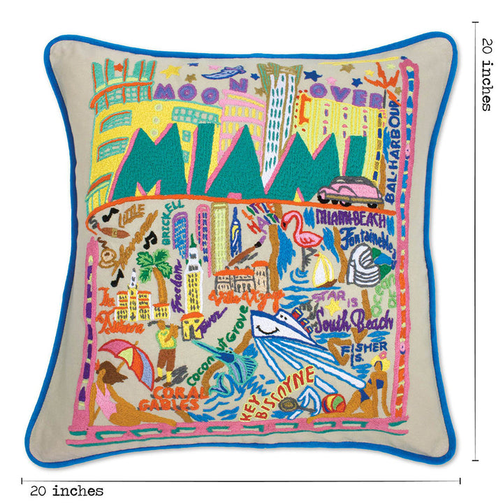Miami Hand-Embroidered Pillow