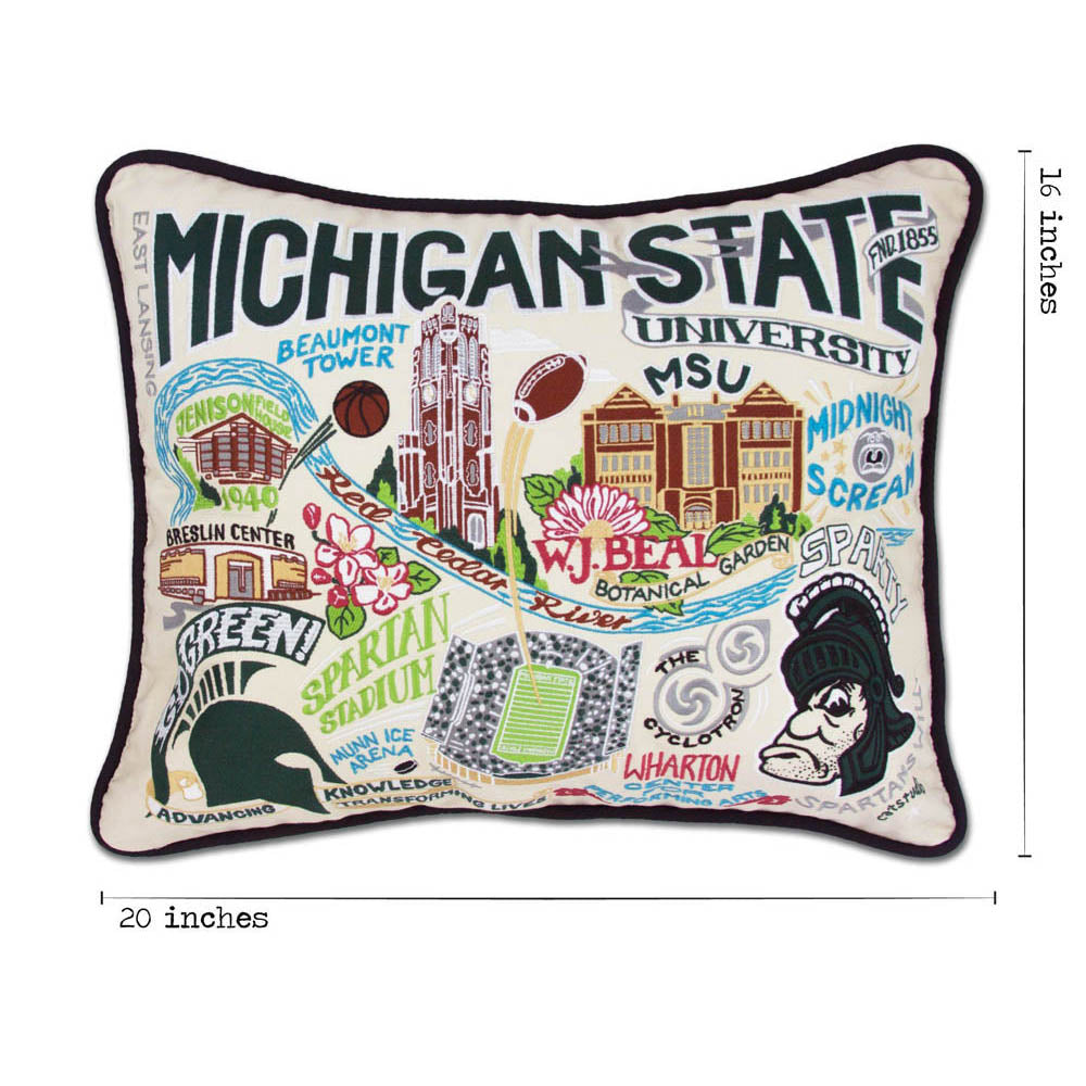 Michigan State University Collegiate Embroidered Pillow by CatStudio